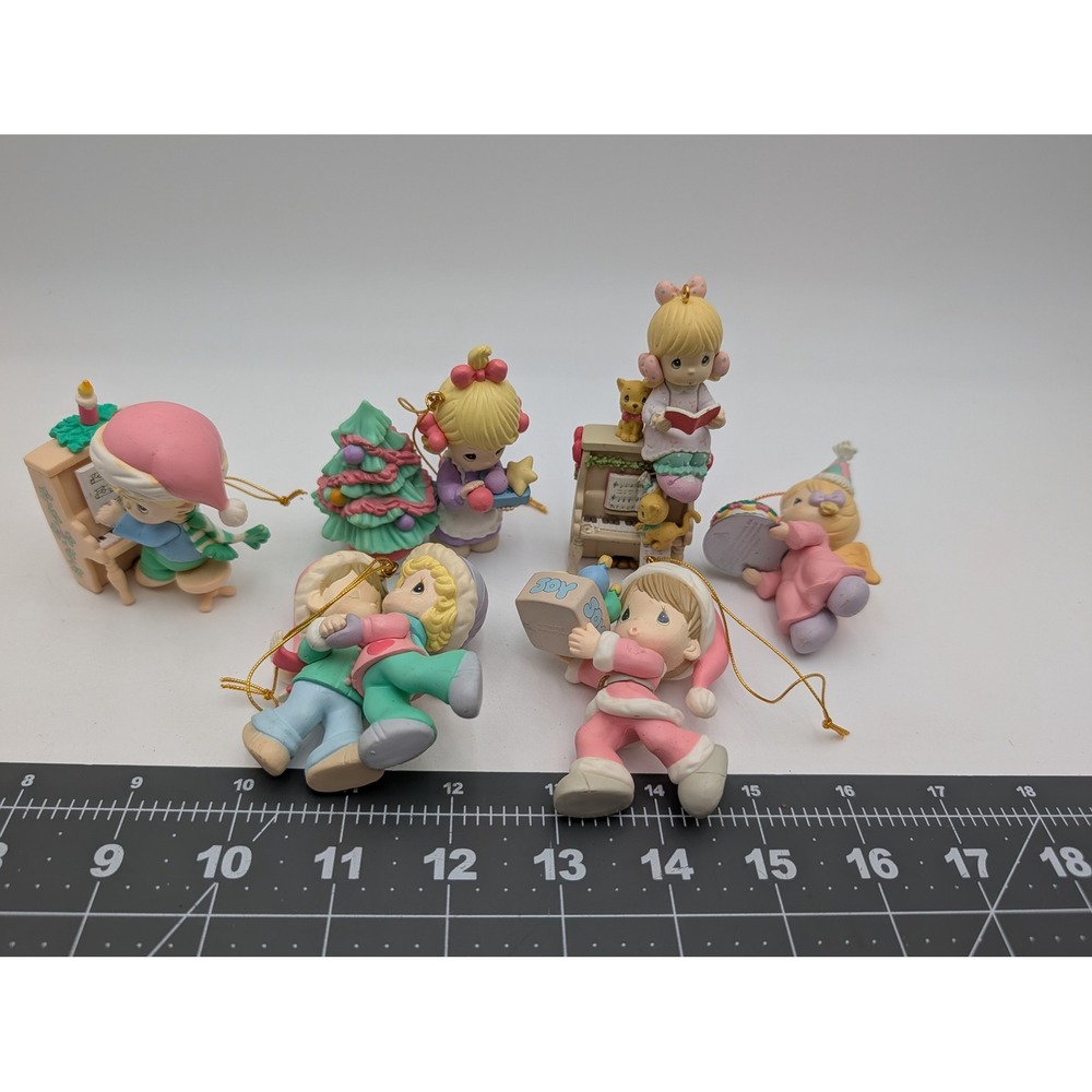 Precious Moments Christmas Ornaments Lot Pastel Holiday Birthday Figurines